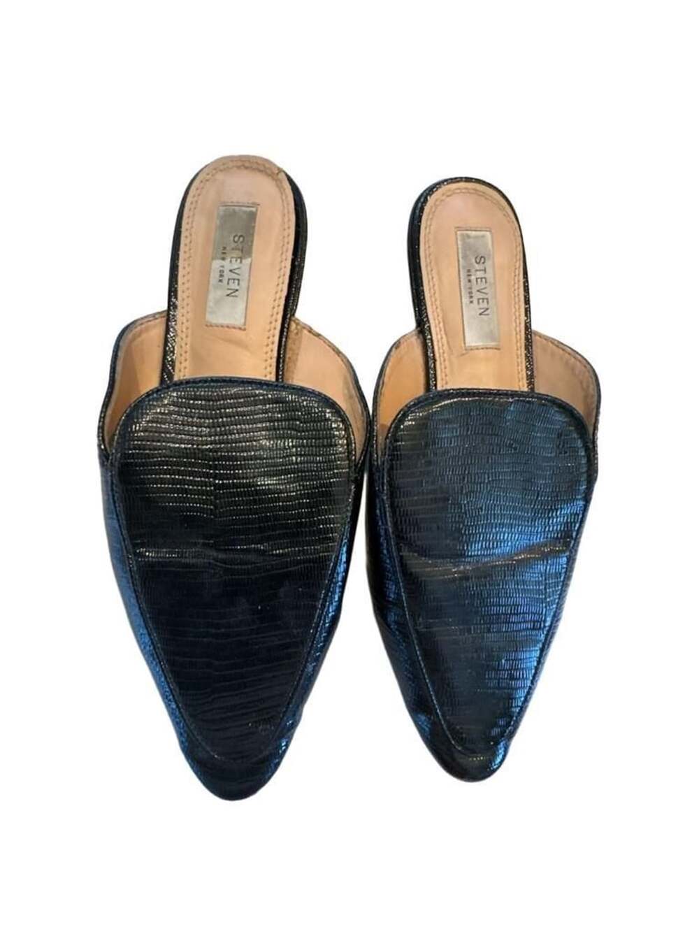 Steven By Steve Madden Heidie Mule Flats Black Textured Faux Leather Size 8M